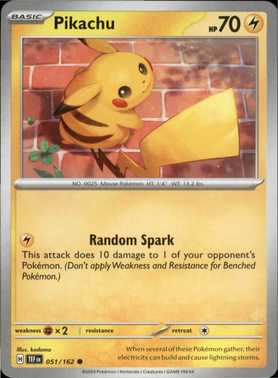 Pokemon Pikachu Common SV05: Temporal Forces 051/162 NM