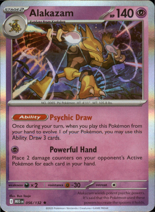 Pokemon Alakazam Rare ME01: Mega Evolution 056/132 NM Holo