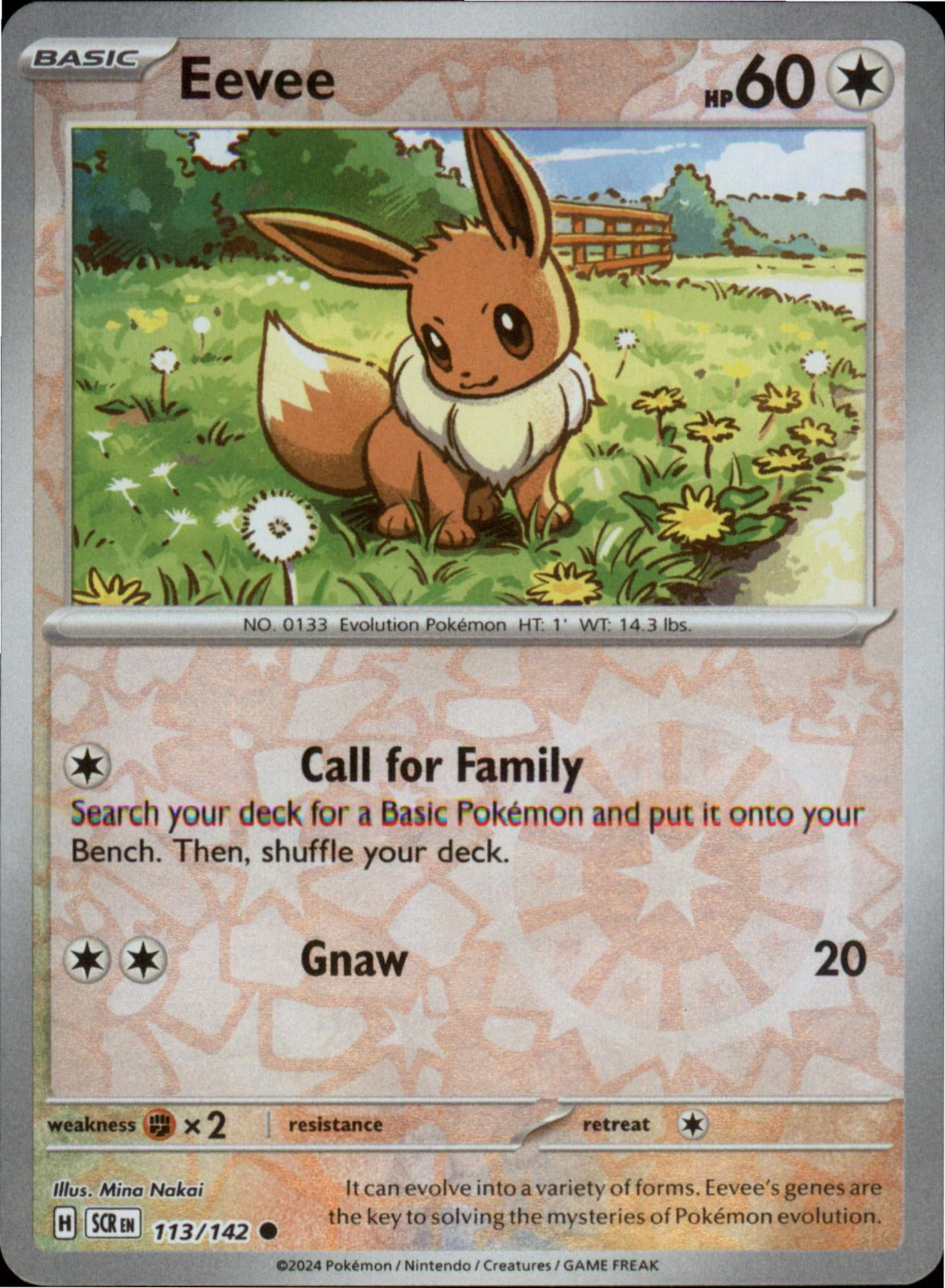 Pokemon Eevee Common SV07: Stellar Crown 113/142 NM Reverse Holo