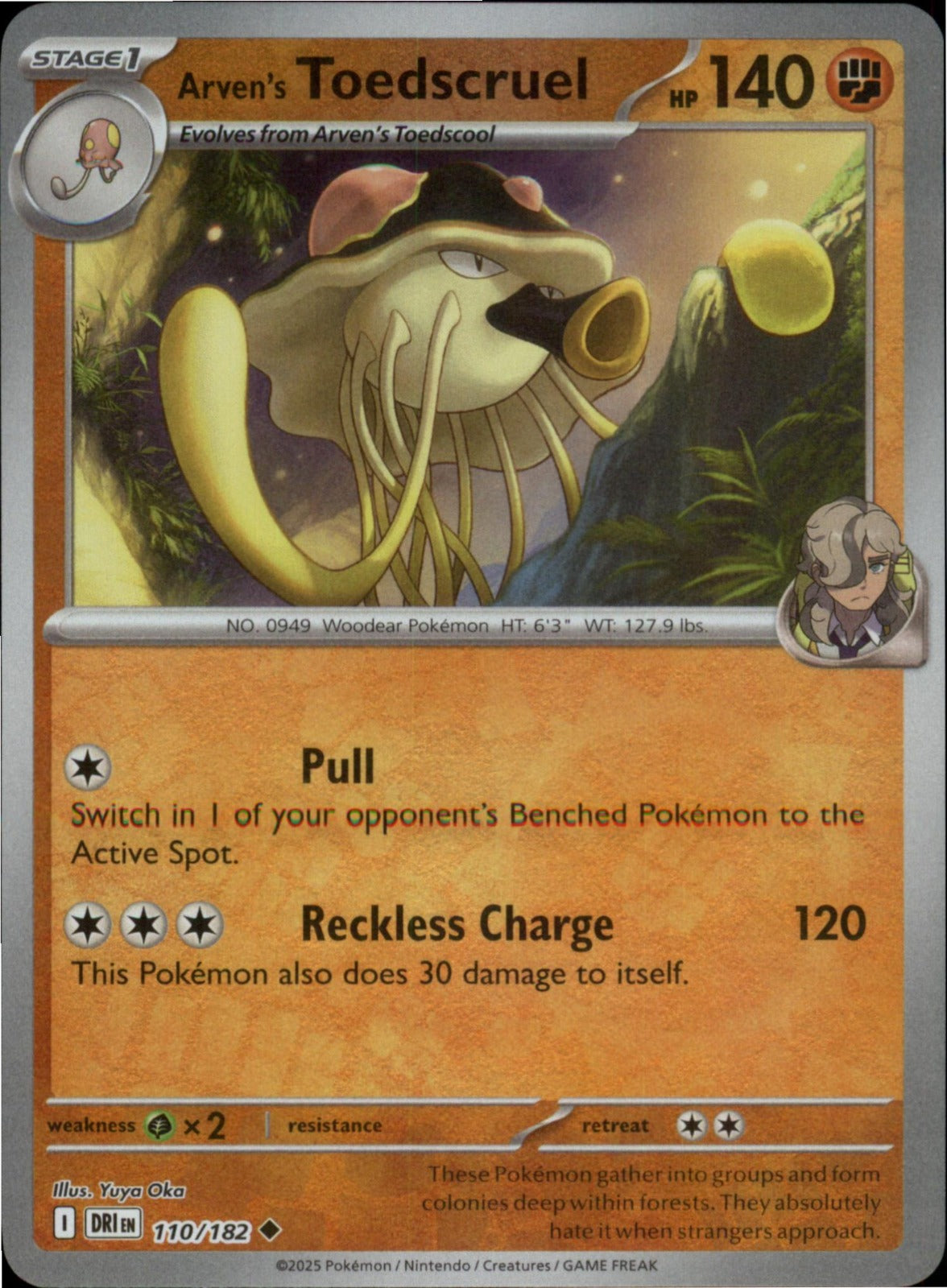 Pokemon Arven's Toedscruel Uncommon Destined Rivals 110/182 NM Reverse Holo