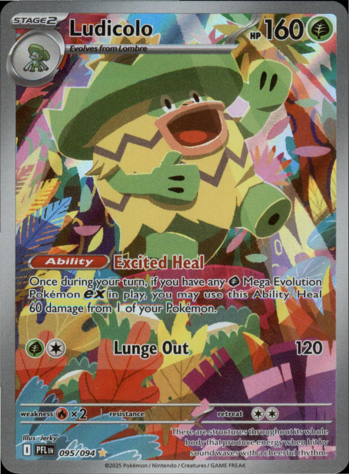 Pokemon Ludicolo Illustration Rare ME02: Phantasmal Flames 095/094 NM Holo