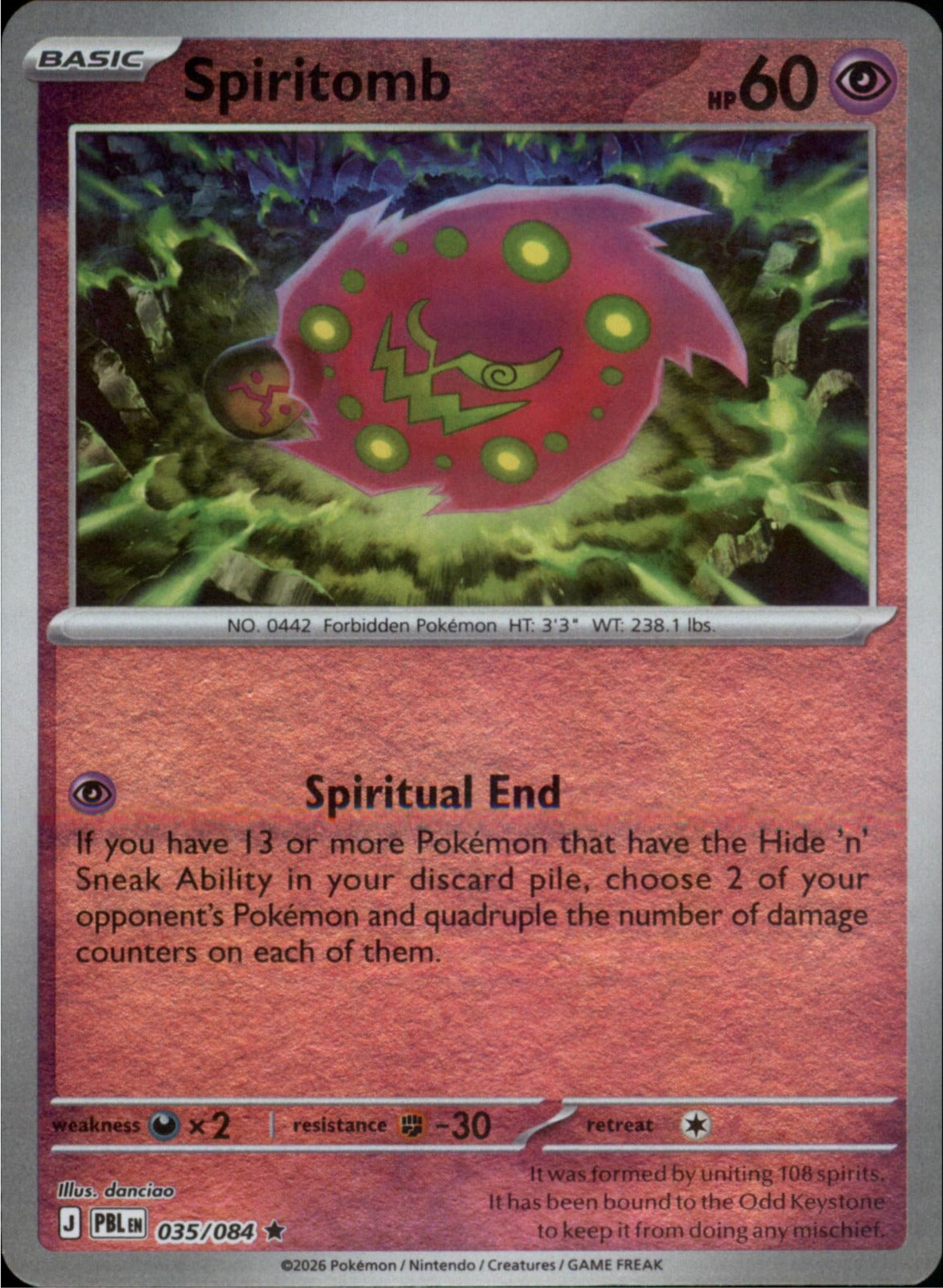 Pokemon Spiritomb Rare ME05: Pitch Black 035/084 NM Reverse Holo