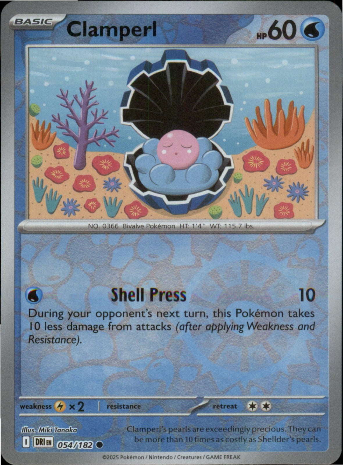 Pokemon Clamperl Common SV10: Destined Rivals 054/182 NM Reverse Holo