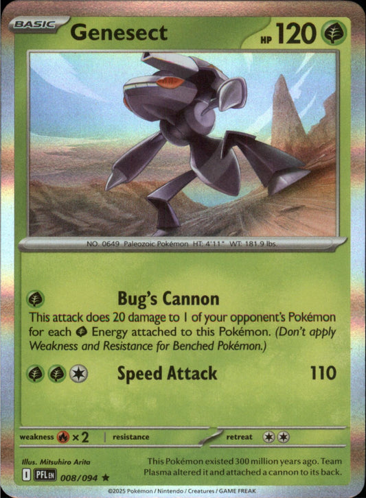 Pokemon Genesect Rare ME02: Phantasmal Flames 008/094 NM Reverse Holo