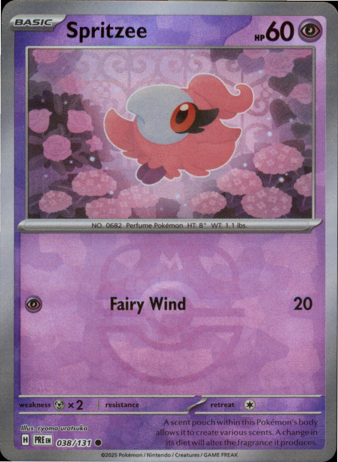 Pokemon Spritzee (Master Ball) Common SV: Prismatic Evolutions 038/131 NM Holo