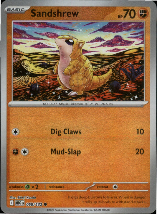 Pokemon Sandshrew Common ME01: Mega Evolution 068/132 NM Reverse Holo