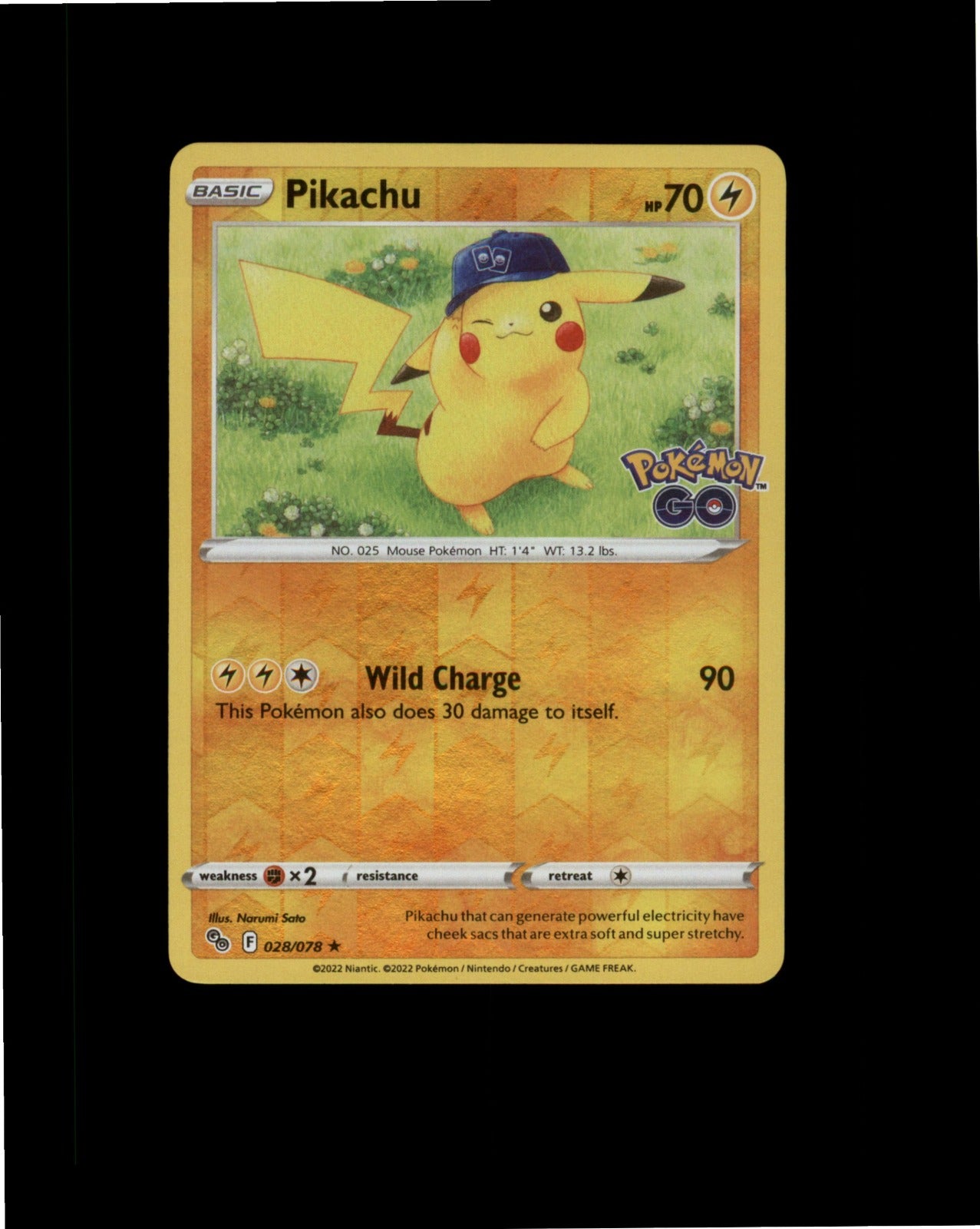 Pokemon Pikachu (28) Holo Rare Pokemon GO 028/078 NM