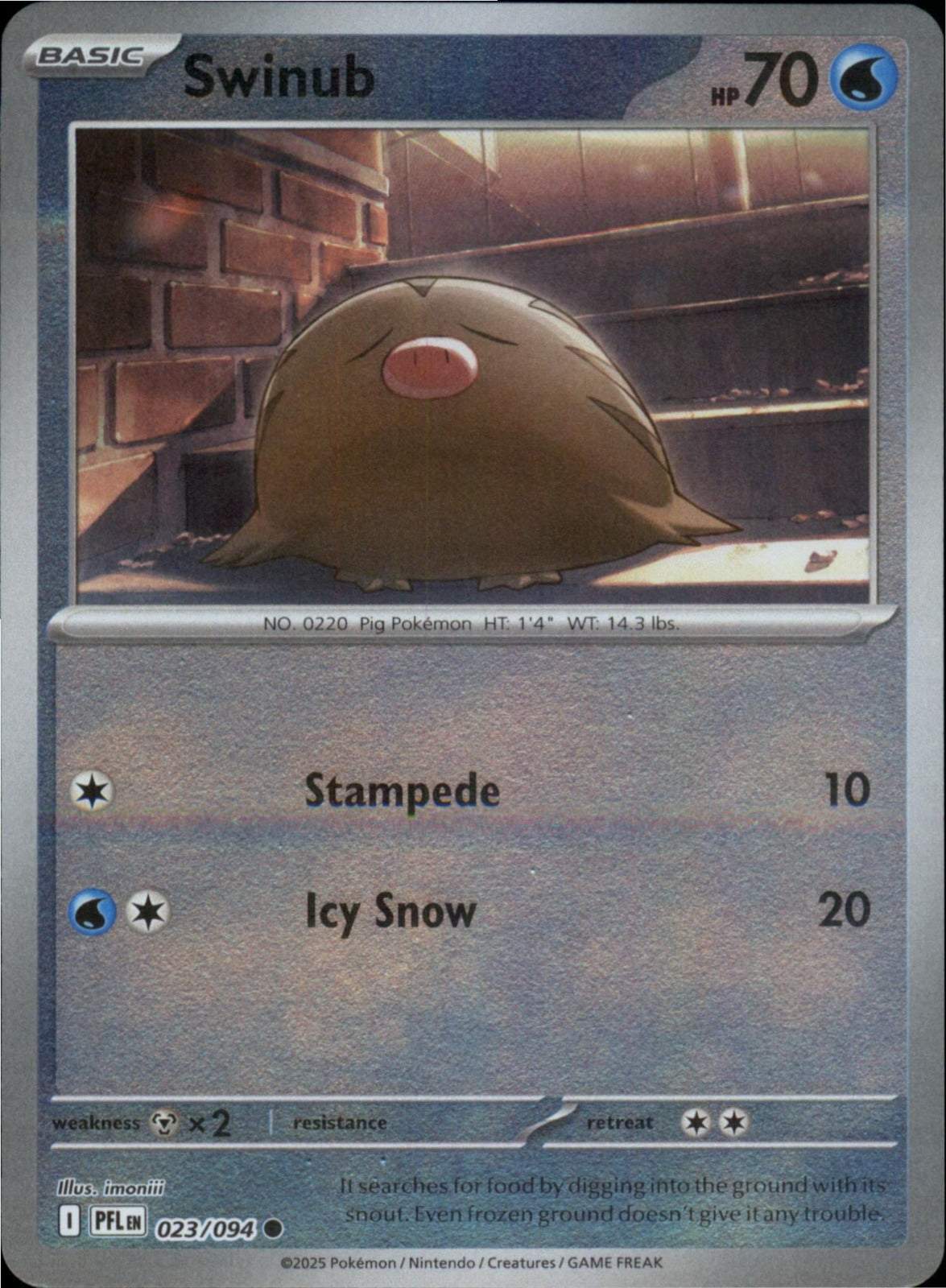 Pokemon Swinub Common ME02: Phantasmal Flames 023/094 NM Reverse Holo
