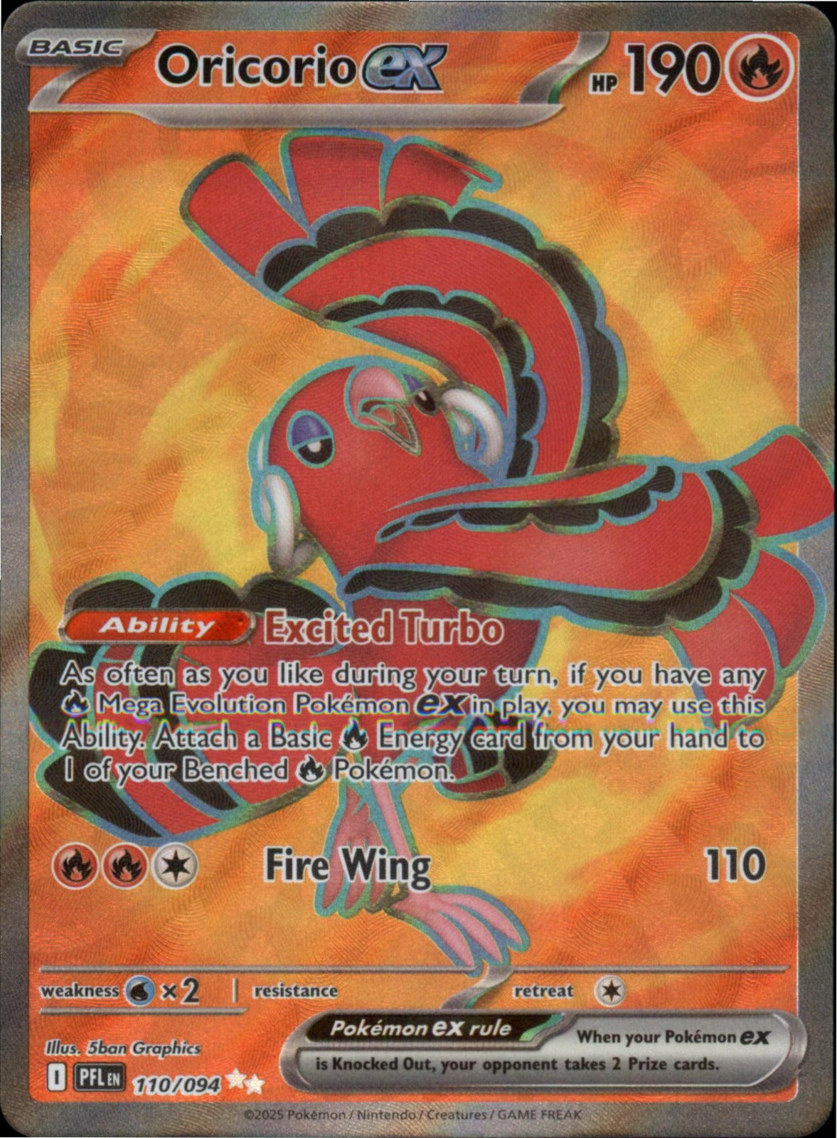 Pokemon Oricorio ex Ultra Rare ME02: Phantasmal Flames 110/094 NM Holo
