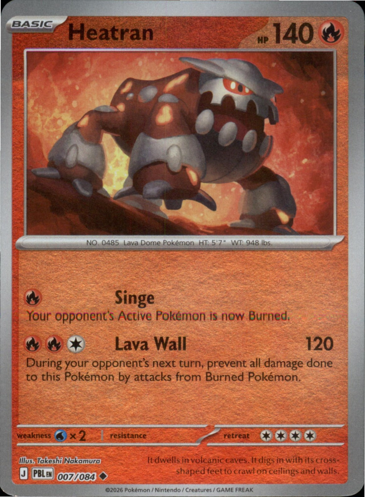 Pokemon Heatran Uncommon ME05: Pitch Black 007/084 NM Reverse Holo