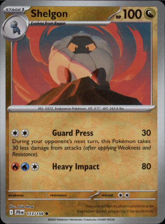 Pokemon Shelgon Common SV09: Journey Together 113/159 NM Reverse Holo