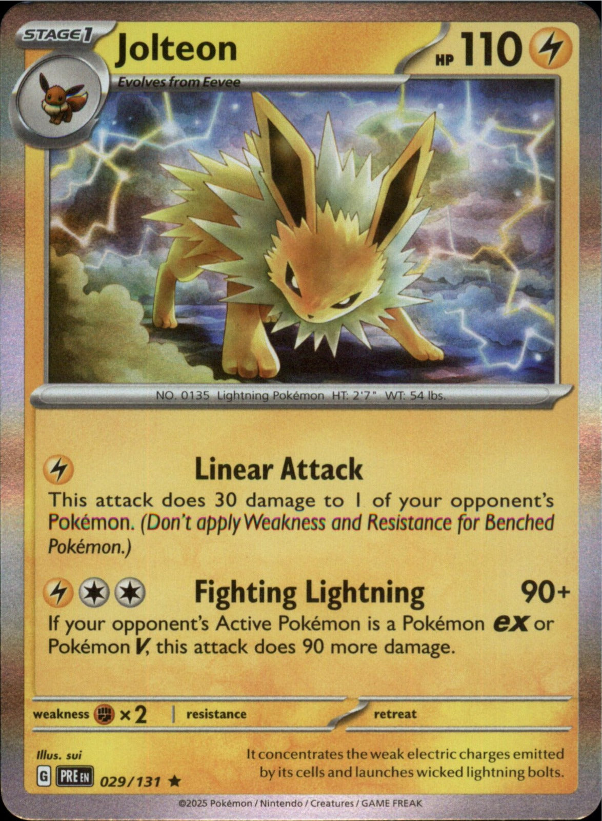 Pokemon Jolteon Rare SV: Prismatic Evolutions 029/131 NM Holo