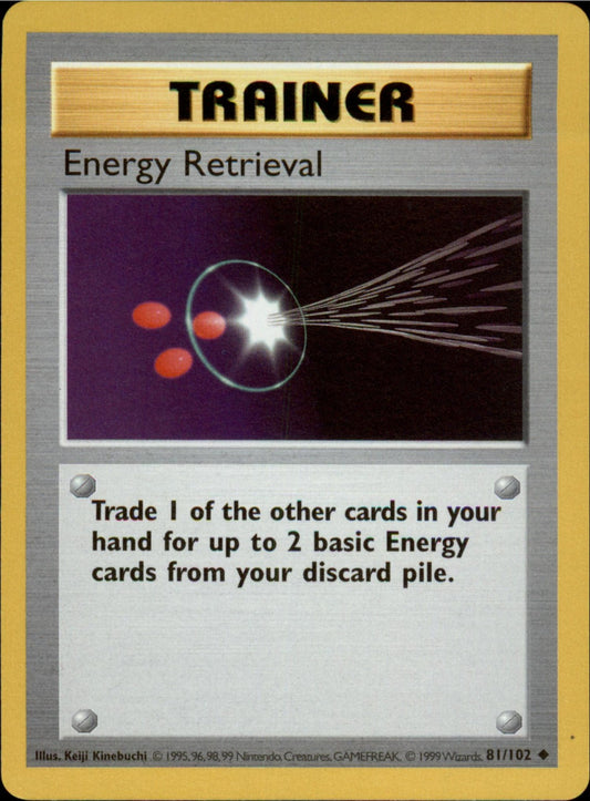 Pokemon Energy Retrieval Uncommon Base Set (Shadowless) 081/102 NM Unlimited