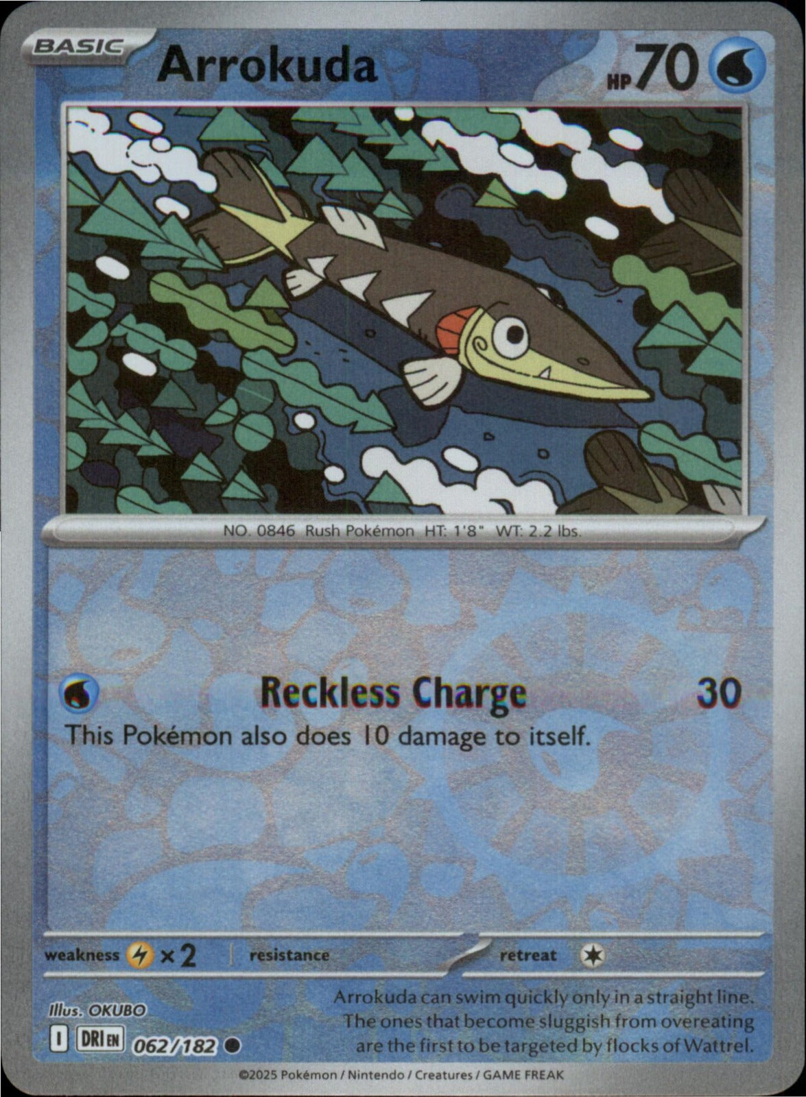Pokemon Arrokuda Common SV10: Destined Rivals 062/182 NM Reverse Holo