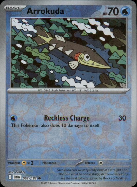 Pokemon Arrokuda Common SV10: Destined Rivals 062/182 NM Reverse Holo