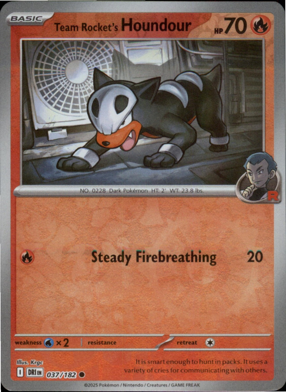 Pokemon Team Rocket's Houndour Common Destined Rivals 037/182 NM Reverse Holo