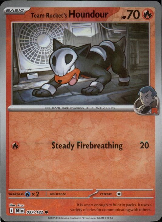 Pokemon Team Rocket's Houndour Common Destined Rivals 037/182 NM Reverse Holo