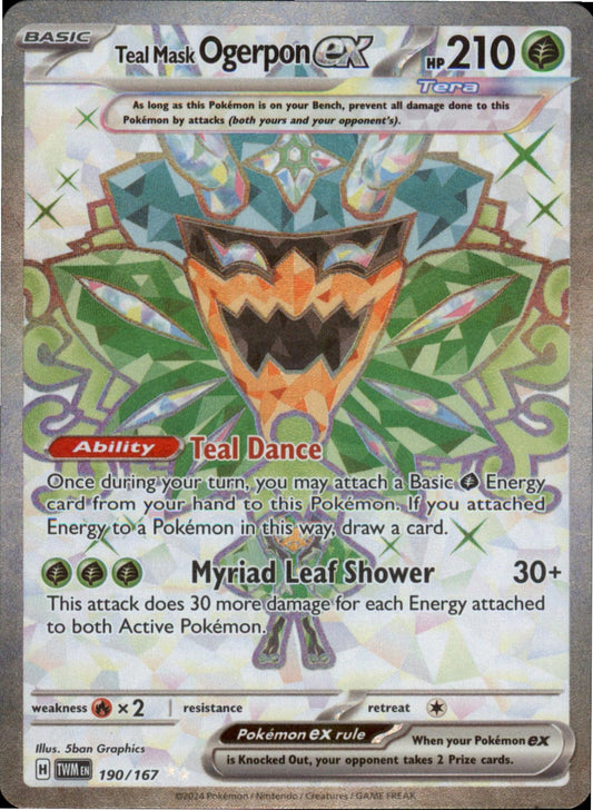 Pokemon Teal Mask Ogerpon ex Ultra Rare SV06: Twilight Masquerade 190/167 NM