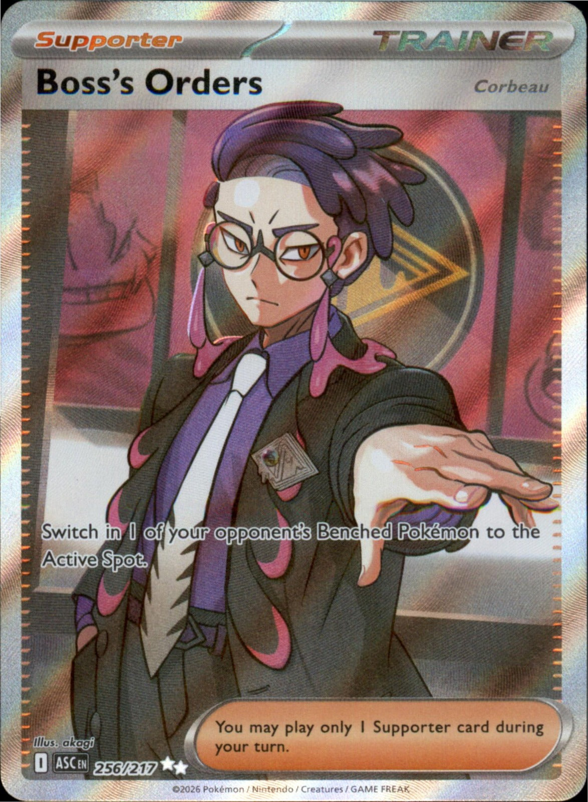 Pokemon Boss's Orders [Corbeau] Ultra Rare ME: Ascended Heroes 256/217 NM Holo