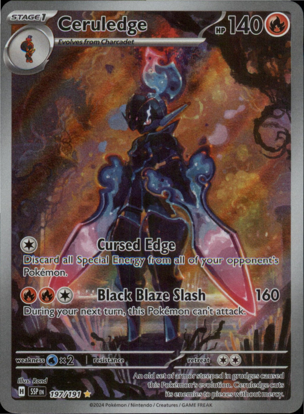 Pokemon Ceruledge Illustration Rare SV08: Surging Sparks 197/191 NM Holo