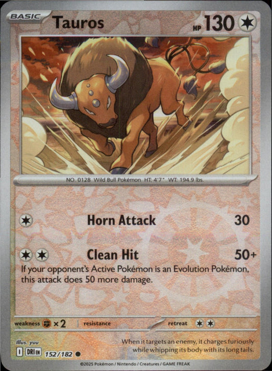 Pokemon Tauros Common SV10: Destined Rivals 152/182 NM Reverse Holo