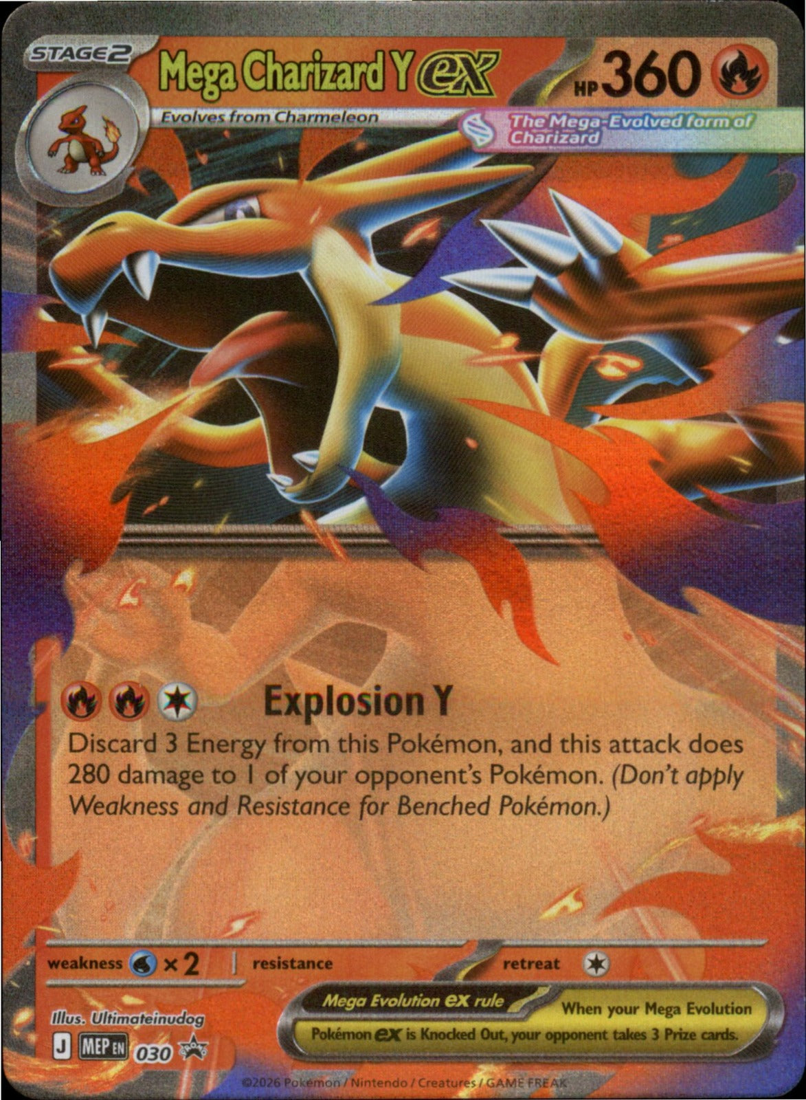 Pokemon Mega Charizard Y ex Promo ME: Mega Evolution Promo 030 NM Holo