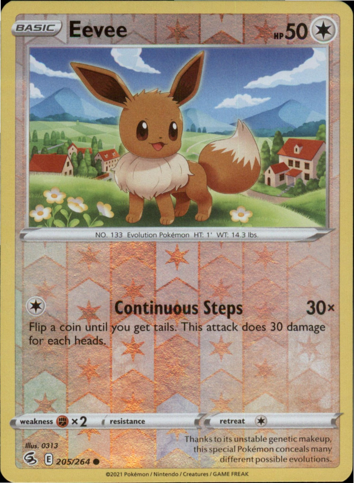 Pokemon Eevee Common SWSH08: Fusion Strike 205/264 NM Reverse