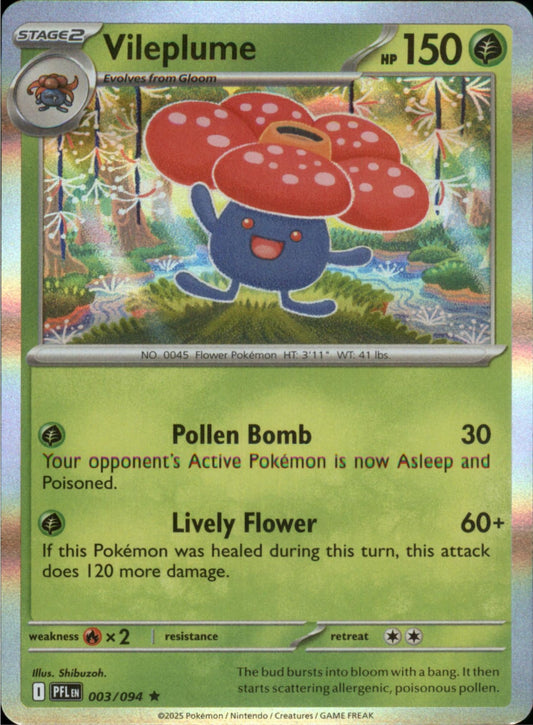 Pokemon Vileplume Rare ME02: Phantasmal Flames 003/094 NM Holo