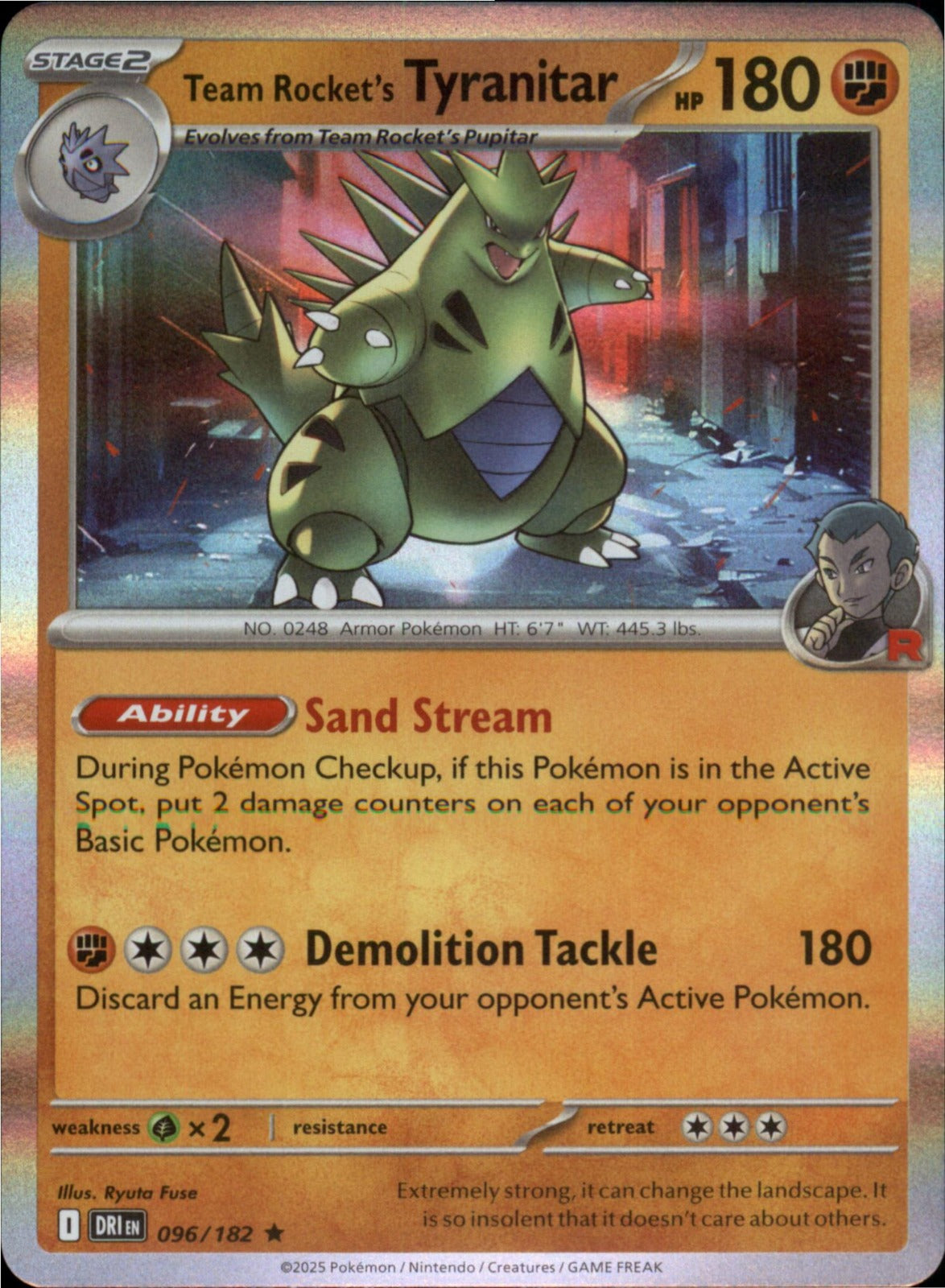 Pokemon Team Rocket's Tyranitar Rare SV10: Destined Rivals 096/182 NM