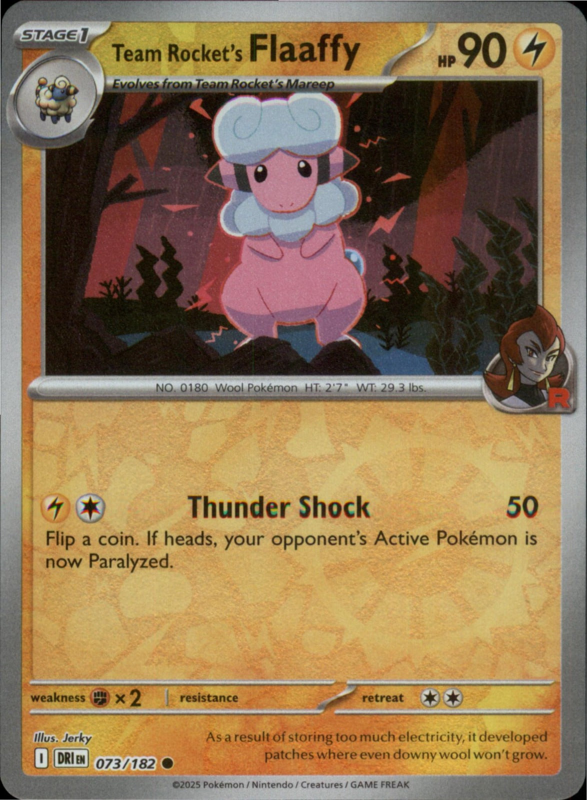 Pokemon Team Rocket's Flaaffy Common Destined Rivals 073/182 NM Reverse Holo