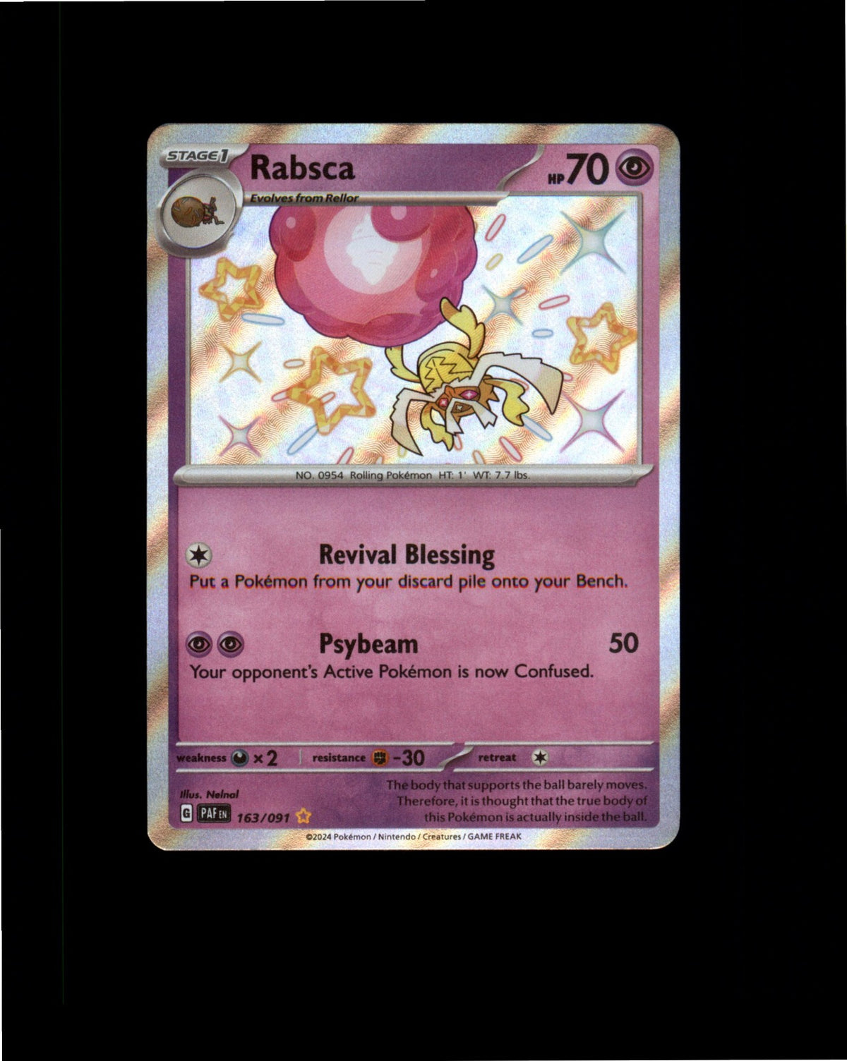 Pokemon Rabsca Shiny Rare SV: Paldean Fates 163/091 NM