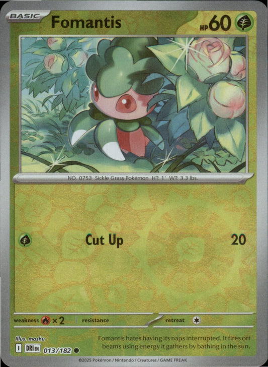 Pokemon Fomantis Common SV10: Destined Rivals 013/182 NM Reverse Holo