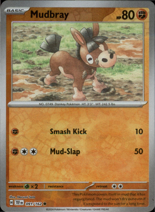 Pokemon Mudbray Common SV05: Temporal Forces 091/162 NM Rev Holo