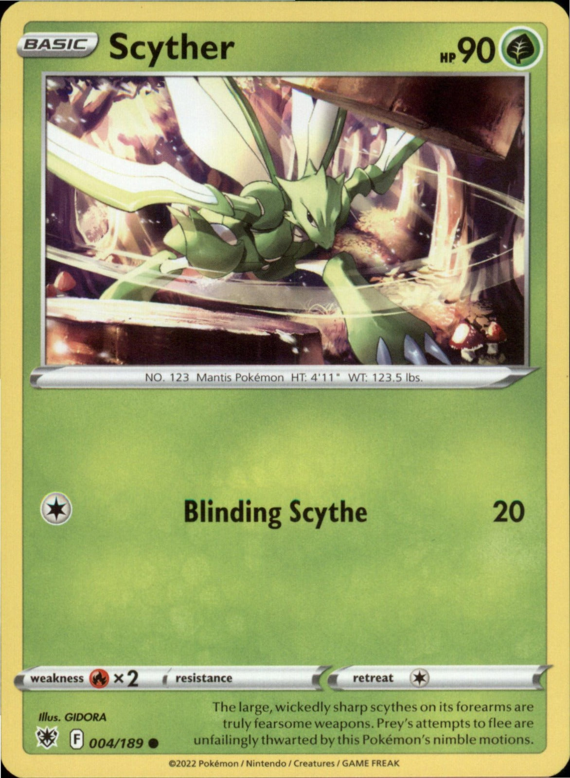Pokemon Scyther (004) Common SWSH10: Astral Radiance 004/189 NM