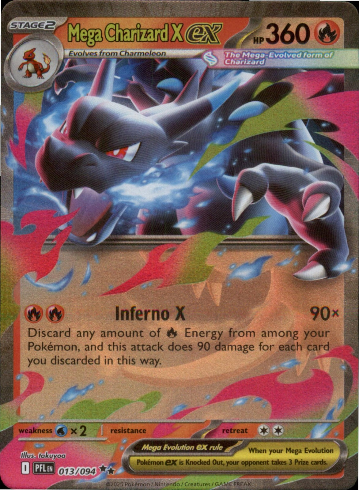 Pokemon Mega Charizard X ex Double Rare ME02: Phantasmal Flames 013/094 NM Holo