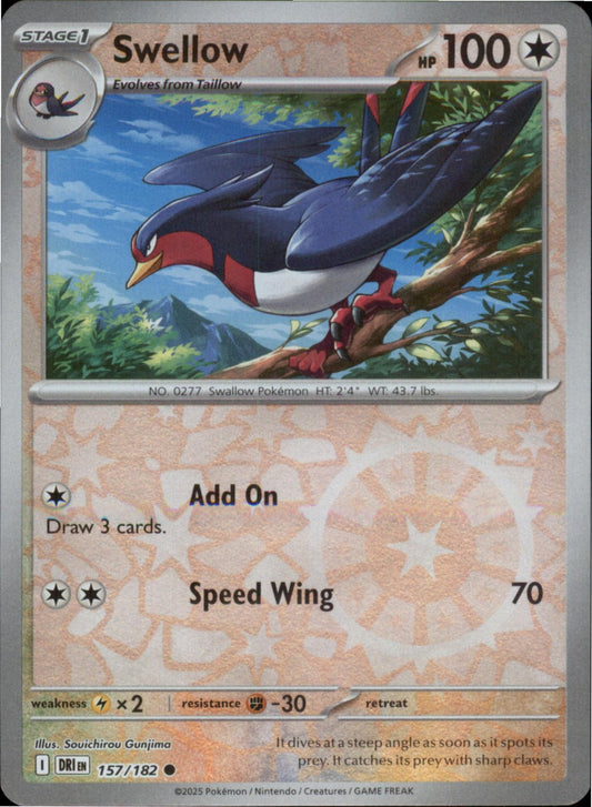 Pokemon Swellow Common SV10: Destined Rivals 157/182 NM Reverse Holo