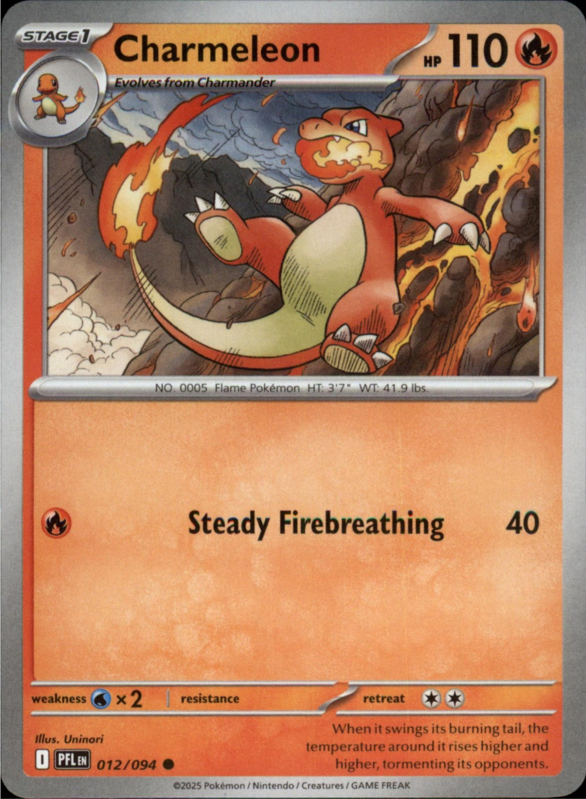 Pokemon Charmeleon Common ME02: Phantasmal Flames 012/094 NM
