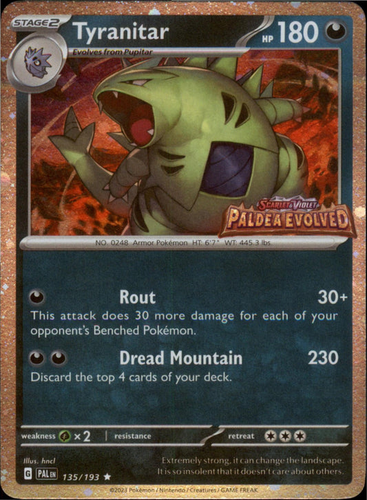 Pokemon Tyranitar (Paldea Evolved Stamp) 135/193 NM Holo