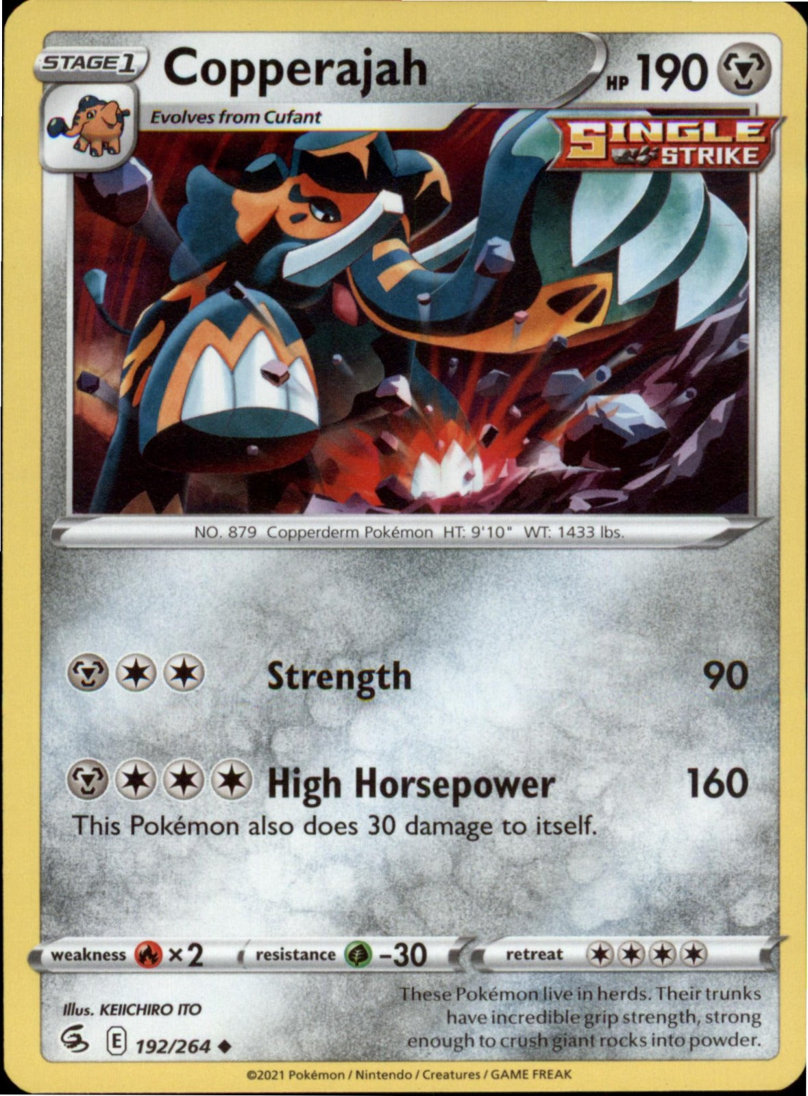Pokemon Copperajah Uncommon SWSH08: Fusion Strike 192/264 NM