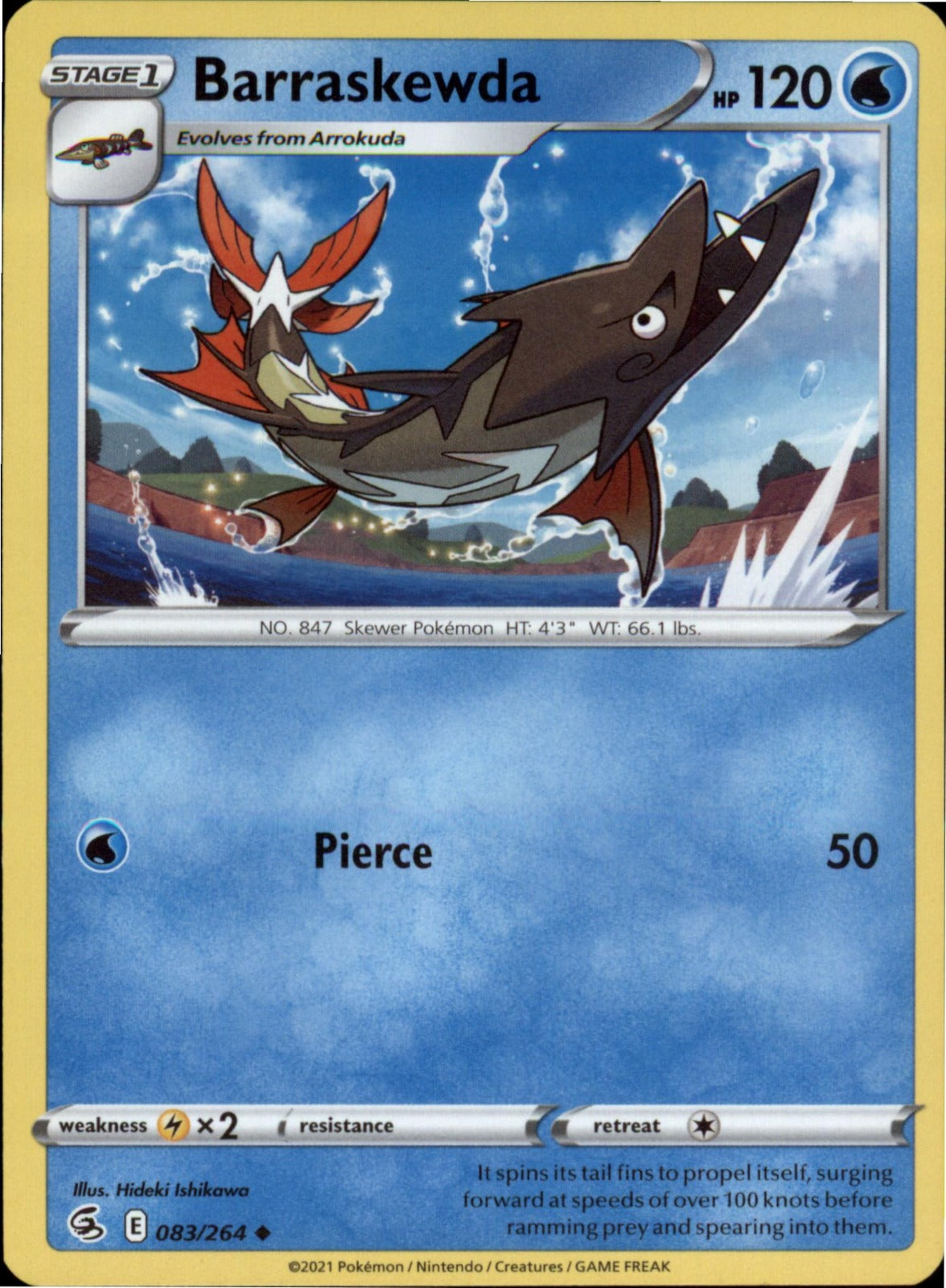 Pokemon Barraskewda Uncommon SWSH08: Fusion Strike 083/264 NM