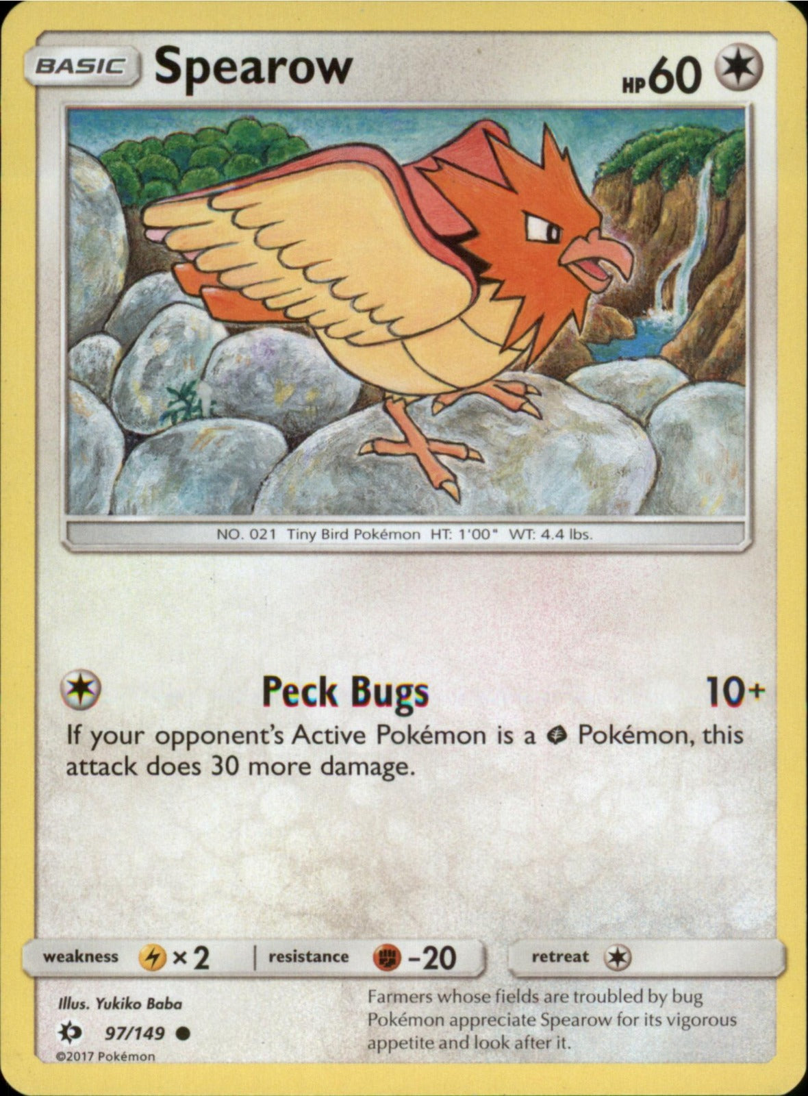 Pokemon Spearow Common SM Base Set 97/149 LP