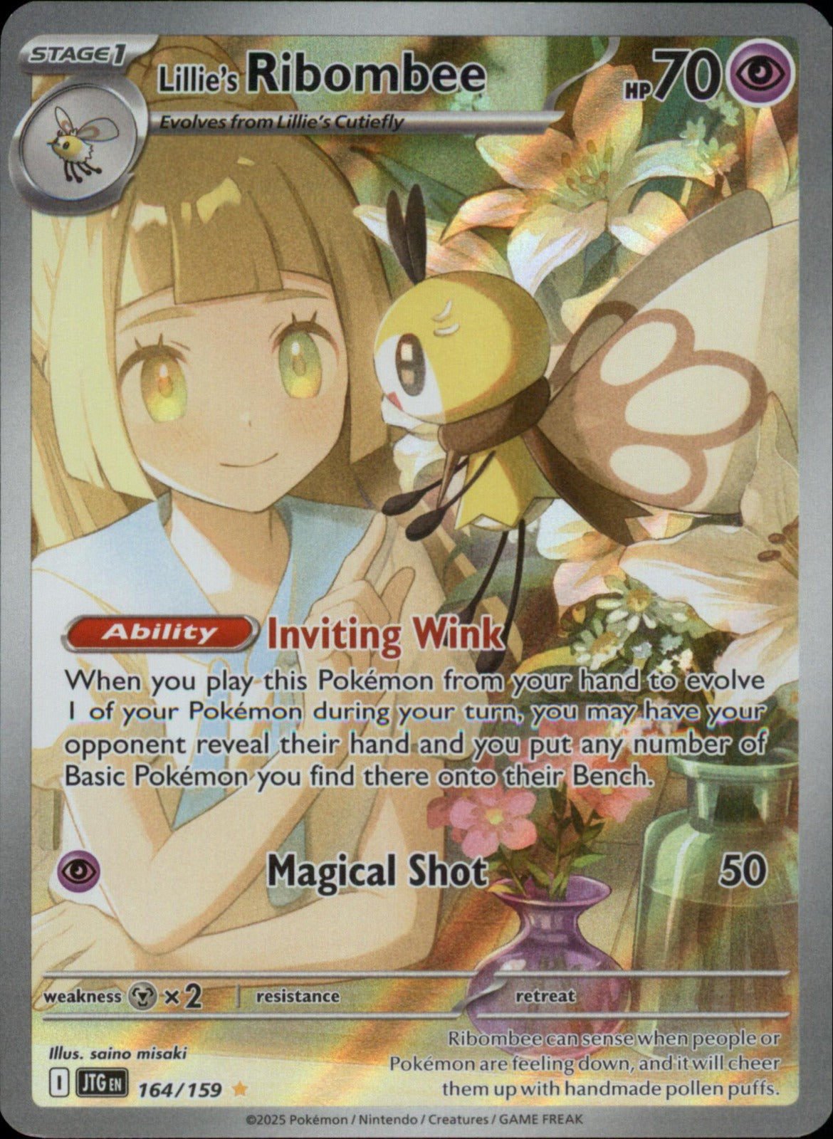 Pokemon Lillie's Ribombee Illustration Rare Journey Together 164/159 NM Holo