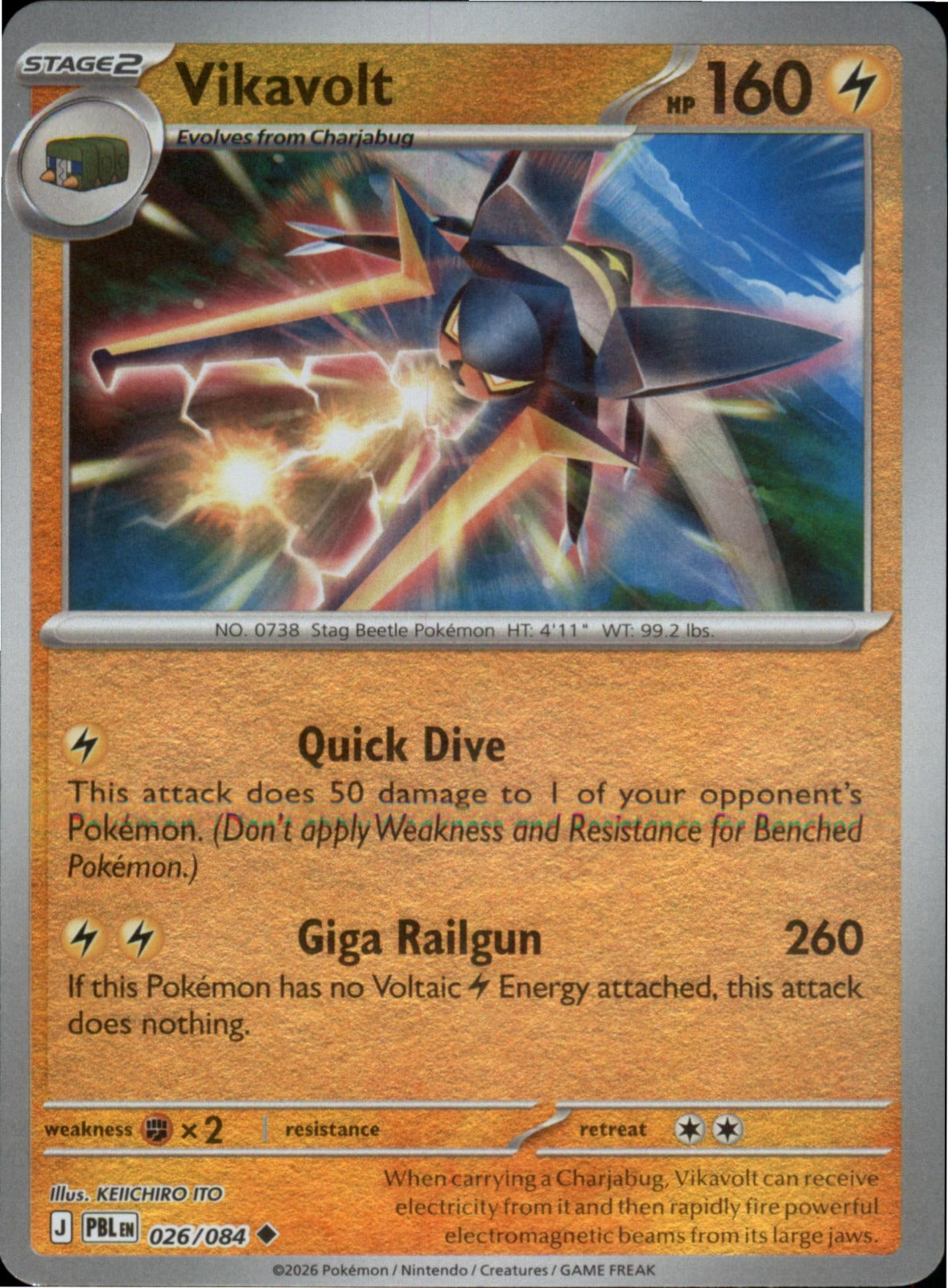 Pokemon Vikavolt Uncommon ME05: Pitch Black 026/084 NM Reverse Holo