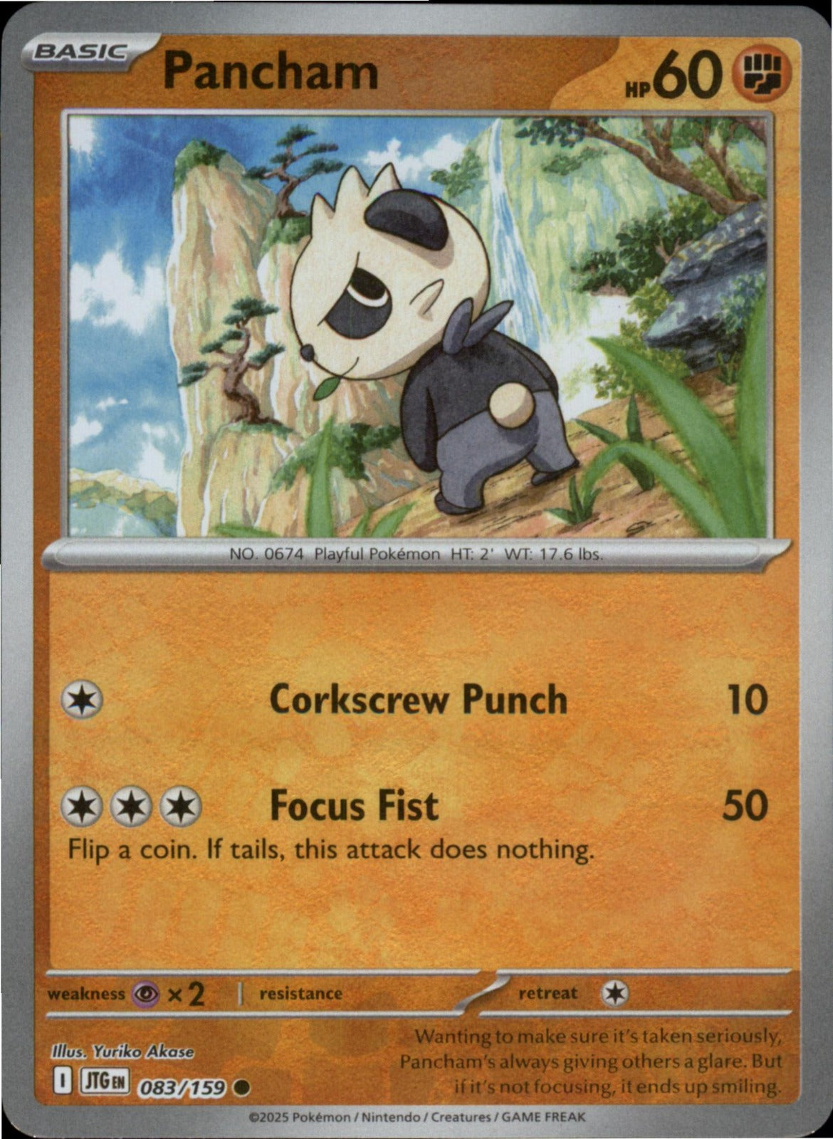 Pokemon Pancham Common SV09: Journey Together 083/159 NM Reverse Holo